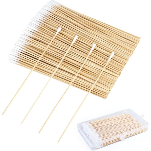 Kalanka-Lot De 300 Cotons-Tiges En Bois - Longueur : 15 Cm - En Bambou - Avec Tête Arrondie - Stériles - Pour Maquillage, Nettoyage, Beauté, Ongles 