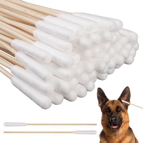 Kalanka-200 Pièces Coton Tige Chien, Long Coton Tige Animaux Avec Grande Tête Pour Nettoyage Et L'hygiène Des Oreilles De Chien, 15cm Cotons-Tiges Pour Chien, Pour Animaux De Compagnie, Chiens, Chats