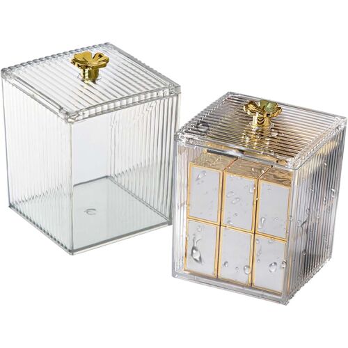 KALANKA-2 Pièces Distributeur Coton Tige, Rangement, Boite, Bathroom Organizer, Maquillage Rangement Salle de Bain pour Toilettes, Chambre à Coucher