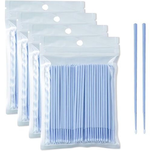 Kalanka-400 Pcs Micro Applicateurs Brosses,Micro Brosse Maquillage,D'extension De Cils,Bâtonnets De Nettoyage De Maquillage,Pour Extension De Cils Sourcils Lèvres Bouche(Bleu) 
