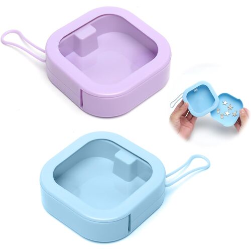 KALANKA-Lot de 2 Organiseurs D'élastiques à Cheveux, Qtip Boîtes de Rangement Distributeur Portable Organisateur de Salle de Bain, Organisateur D'Accessoires de Voyage pour Cotons-Tiges, Pinces,Bijou