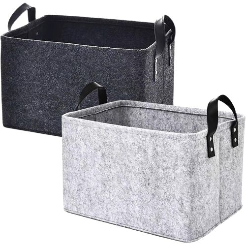 KALANKA-2 Pièces Panier de Rangement en Feutre, Panier en Feutre avec Poignées, Sac a Buches de Bois, Paniers de Rangement Pliable pour Vêtements, Jouets, Vêtements, Produits de Bureau et Autres Arti