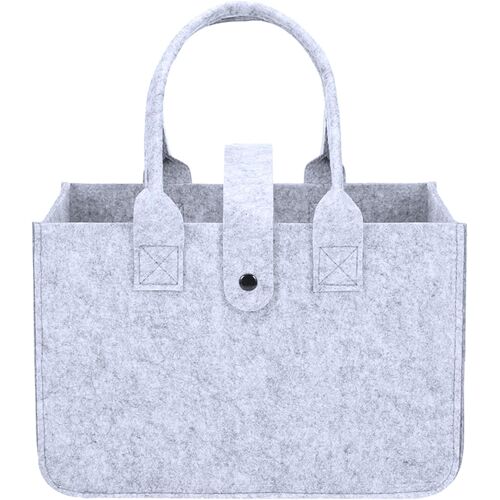 KALANKA-Panier à provisions en feutre avec anse pliable - 30 x 20 x 18 cm - Petit panier de rangement - Gris - Sac à main pour le shopping, les sorties, le rangement, le pique-nique, le travail, gris