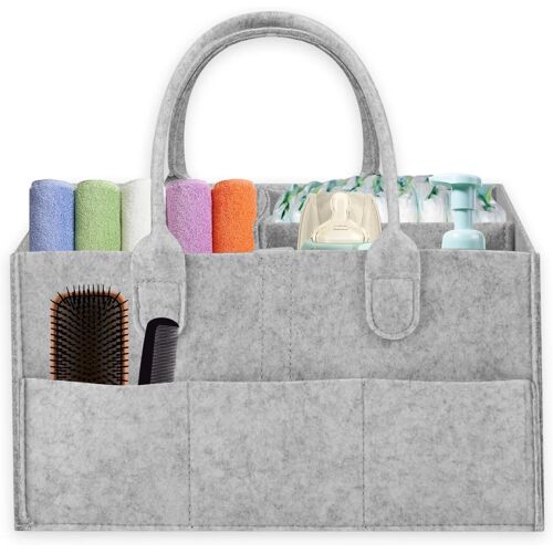 Kalanka-Panier Rangement Bébé, Panier A Langer Bebe Avec Compartiments, Pliable Organisateur Couches, Gris Clair Rangement Couches Bebe, Pour Ranger Couche, Lingettes, Biberons