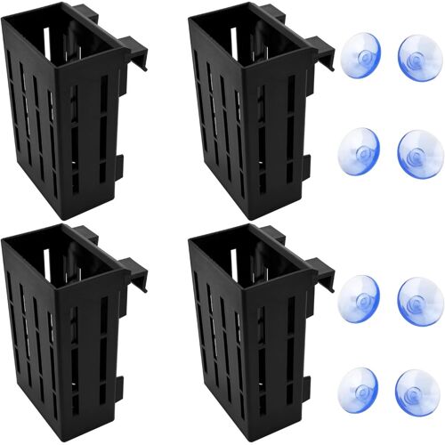 Kalanka-4 Pièces Tasses Panier Pour Plantes Aquatiques Suspension, Graine Plante Aquarium, Support Plante D'aquarium Avec 4 Crochets Et 8 Ventouses Pour La Culture De Plantes Aquaponiques