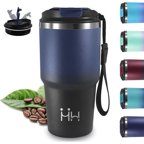 Kalanka-Mug Isotherme, 20oz Thermos Isotherme, Sans Bpa, 8h Froid & 6 Chaud, Gourde Double Vide, Acier Inoxydable 18/8, Tasse Thermos Café, Anti Fuite, Bouteille Pour Voyages, École, Camping, Bureau,