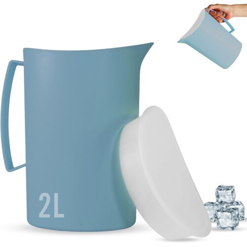 Kalanka-Carafe D'eau En Plastique Premium 2 L - Sans Bpa, Multifonctionnelle Pour Célébrations Et Activités De Plein Air, Carafe À Eau En Plastique De Couleur Bleue.