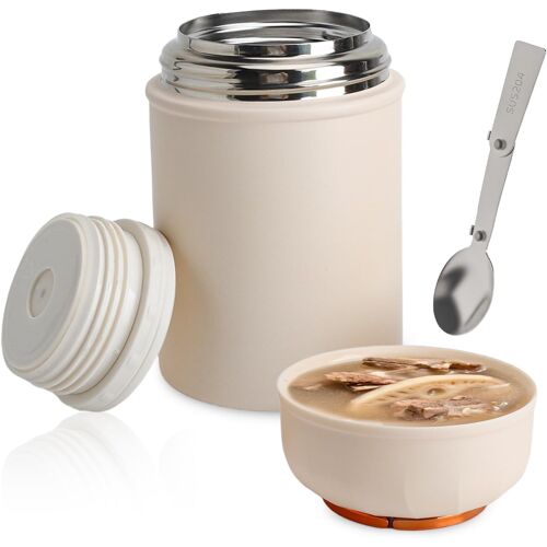 Kalanka-500 Ml Boîte Isotherme Repas Chaud Avec Cuillère, Thermos Soupe En Acier Inoxydable, Boîte Alimentaire Isotherme Anti-Fuite, Lunch Box Thermos Pour Bureau, Travail, À Emporter Camping