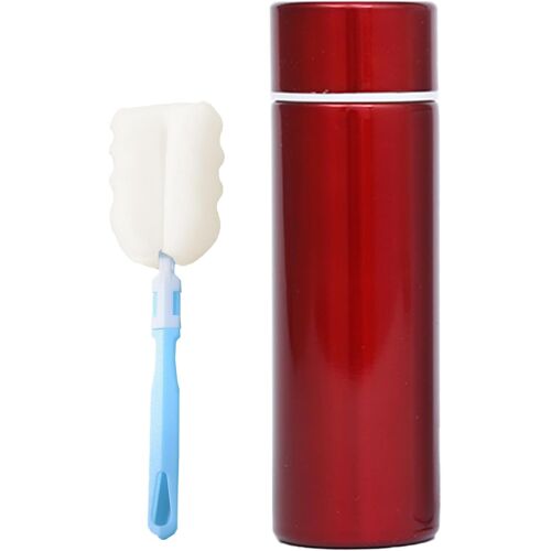 Kalanka-Mini Bouteille Isotherme De Voyage En Acier Inoxydable - 150 Ml - Pour Boissons Chaudes Et Froides - Avec 1 Brosse À Tasse - Anti-Fuite - Compacte - Pour L'école, L'extérieur - Rouge