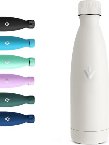 Kalanka-Gourde Isotherme, 500ml, Sans Bpa, Gourde Inox Enfant, 24h Froid & 12h Chaud, Thermos Isotherme, Réutilisable, Bouteille D'eau, Pour Randonnée, Sport, Fitness, Gym, Blanc Cassé
