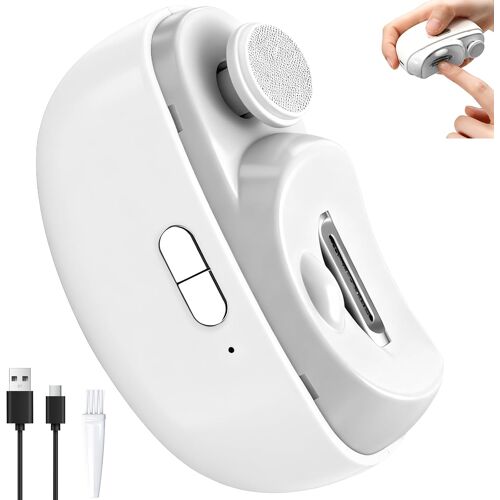 Kalanka-Coupe Ongle Electrique, 2 En 1 Coupe Ongle Lime Électrique, Automatique 2 Vitesses Avec Lumière Led, Outil De Précision Avec Poignée Confortable Pour Bébés Adultes Personnes Âgées(Blanc) 