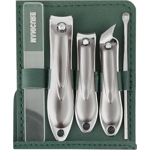 Kalanka-Kit Manucre Pedicure, 5pcs Ensemble De Coupe-Ongles Professionnel, Coupe-Cuticule En Acier Inoxydable, Kit De Manucure De Pédicure Juego De Cortaúñas,Avec Étui De Voyage Pour Femme Et Homme (