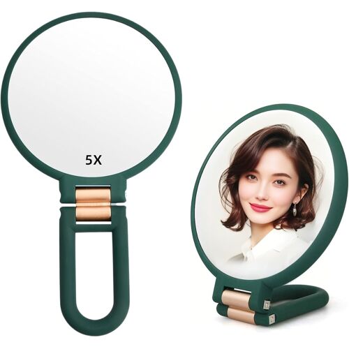 Kalanka-Miroir De Poche Double Face 1x 5x Avec Poignée - Grossissant, Pliable Pour Maquillage Des Yeux En Voyage Ou Sur Table