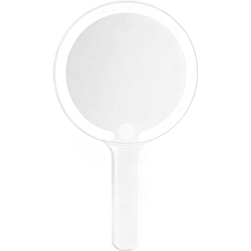Kalanka-Miroir À Main Avec Poignée, Miroir De Maquillage Lumineux Portable, Interrupteur Tactile, 3 Couleurs Claires, Pour La Coiffure, Le Maquillage, La Maison, Les Voyages (Rond)