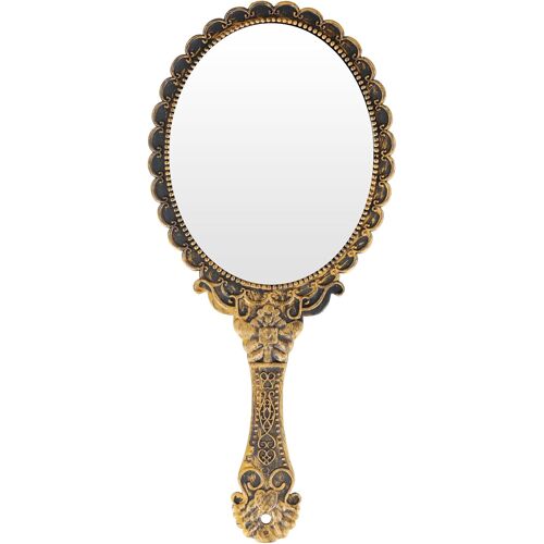 Kalanka-Miroir Vintage Poche Voyage Main Maquillage Ovale Femmes Beauté (Bronze) 