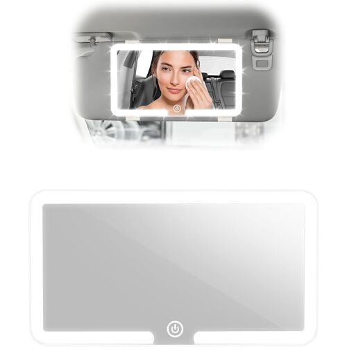 Kalanka-Rétroviseur De Voiture, Miroir Cosmétique Avec Led, Rechargeable, Résistant Aux Rayures, 3 Modes D'éclairage, Montage Facile, Pour Suv Crv, Blanc 