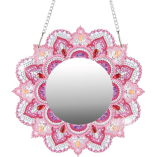 KALANKA-5D Diamond Painting Mirror, Miroir de Maquillage Mandala Miroir Cosmétique Mandala DIY Bricolage Diamant Peinture Miroir Kit pour Decoration Chambre Murale Filles 5 6 7 8 9 10 11 12 Ans (B)