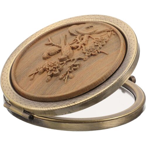 Kalanka-Miroir De Maquillage Pliable Vintage Petit Miroir De Poche Compact Rond Pour Femme Voyage Paquet À Main Portable 