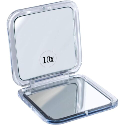 Kalanka-Mirrorvana Miroir Grossissant 10x Pour Sac À Main, Petit Miroir Pliable De Poche Idéal Pour Voyage Et Maquillage (Argenté) 