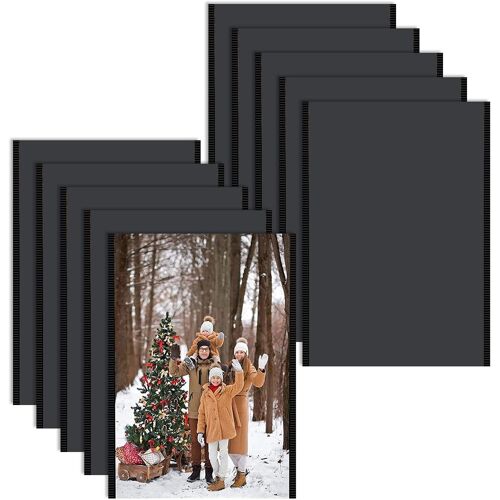 KALANKA-Lot de 10 Cadres Photo Magnétiques pour Frigo (9,3 x 6 cm) - Cadre Aimanté Noir Compatible avec Polaroid Instax Mini Film - Pochette Photo Magnétique pour Décoration Murale, Cuisine et Bureau