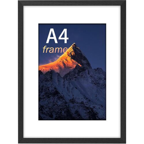 KALANKA-Wyewye Cadre photo A4 bois MDF Format A4 Noir 21 x 29,7 cm Verre acrylique Suspendre verticalement ou horizontalement Photos, affiches, puzzles