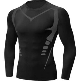 Kalanka-T-Shirt Compression Homme, Tee Shirt Sport Homme Séchage Ultra Rapide Maillot De Corps À Manches Longues Homme Lycra Surf Homme Slim Tee Shirt Anti Uv Homme
