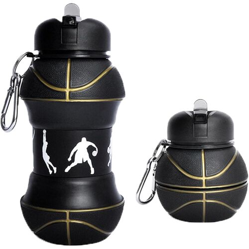 Kalanka-Tasse Pliante En Silicone Basket-Ball, Bouteille D'eau Pliable Pour Garçons Et Filles Sans Bpa, 550 Ml, Sans Bpa, Avec Mousqueton, Pour L'école, Les Loisirs Et Le Sport