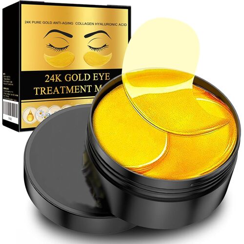 Kalanka-60 Patchs Masque Yeux 24k Or, Lutter Contre Les Poches Et Les Rides, Hydratant,Soulager La Fatigue,Soin Éclaircissant Contour Des Yeux Pour Femmes/Hommes 