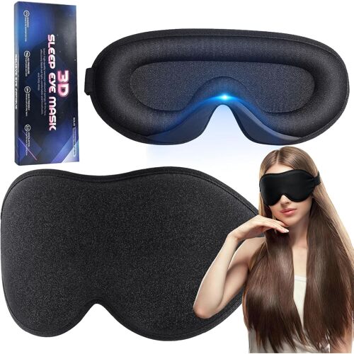 Kalanka-Masque De Nuit Cache Yeux Pour Dormir Avec Sangle Élastique Réglable3d Masque De Sommeil Nuit Occultant Pour Dormir, Les Siestes, La Méditation, Les Voyageshommes & Femmes (Noir)