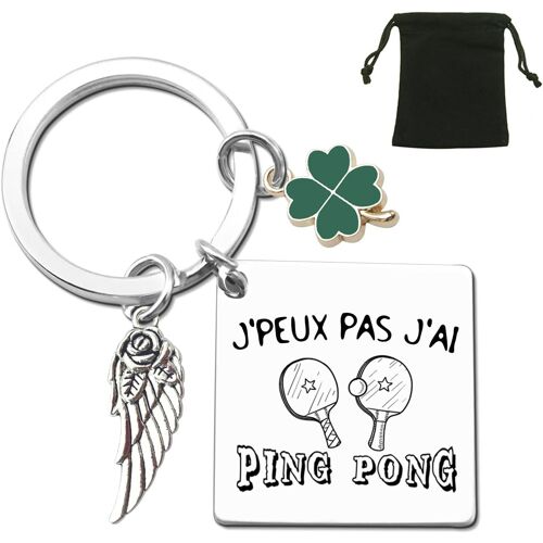 Kalanka-Porte-Clés Sportif Avec Breloque Aile D'ange, Trèfle Vert Et Pendentif Décoratif, Cadeau Original Pour Fans De Moto, Basket, Rugby, Avec Pochette Noire