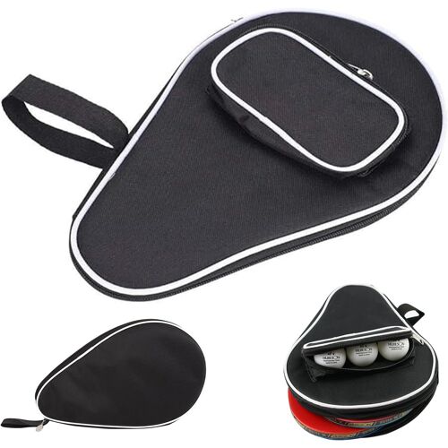 Kalanka-Housse Raquette Ping Pong, Housse Table De Ping Pong, Étui Pour Raquette Tennis Table, Imperméable Sac De Tennis De Table Pour 2 Raquette Et 3 Balles, Noir, 29 X 21 X 2.8 Cm