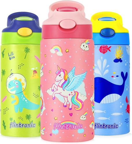 Kalanka-Gourde Isotherme Enfant, 350ml Gourde Enfant, Bouteille Pour Boisson Chaude Ou Froide Avec Paille, Anti-Fuite, Sans Bpa Tritan, Reutilisable Pour L'école, Les Maternelle Et La Sports