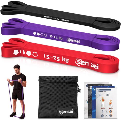Kalanka-Sensei Élastique Musculation ¿ Bande Élastique Fitness Pour Traction & Gym ¿ En Latex Naturel ¿ Inclus Guide, E-Book & Sac De Transport