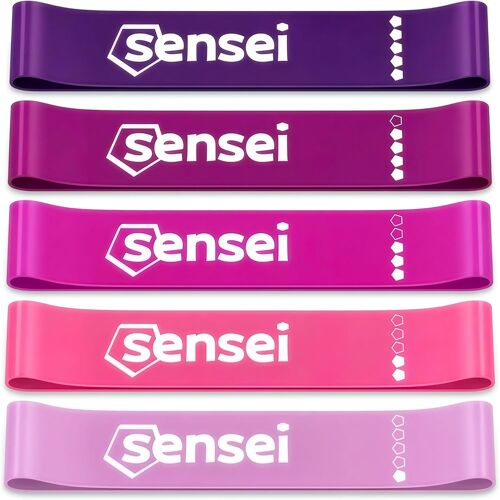 Kalanka-Sensei® Bandes Élastiques Set ¿ 5 Bandes De Résistance En Latex Naturel Avec Différents Niveaux Pour Entraînement, Fitness Et Pilates