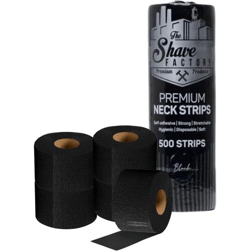 Kalanka-The Shave Factory Bandes De Cou ¿ 5 Rouleaux X 100 Bandes Noires ¿ Papier De Cou En Lentille D¿Eau Doux, Résistant & Hygiénique ¿ Pour Des Coupes De Cheveux & Rasages Confortables 