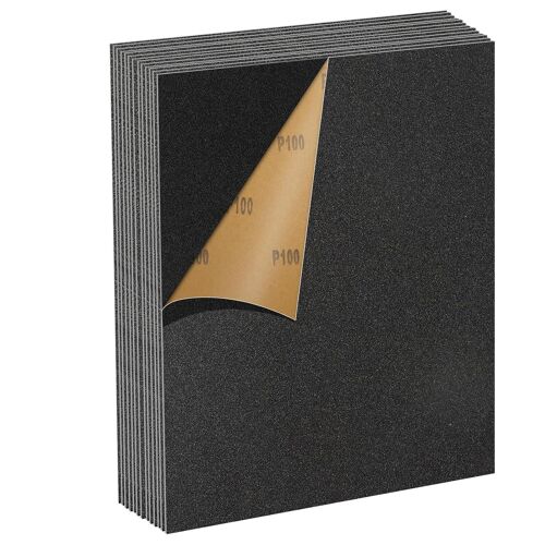 Kalanka-Set De Papier Abrasif 100 Grains, 12 Pièces 23 X 28cm Papier Abrasif Résistant À L'eau Pour Voitures Métaux Murs Bois Meubles, Polissage Humide Et Sec Papier De Verre