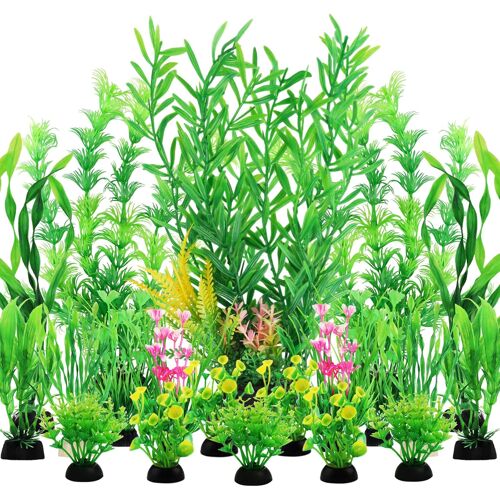 Kalanka-Vert Plantes Artificielle Aquarium Deco, 20 Pièces Terrarium Plante Décoration Pour Aquariophilie Poissons, Aquarium Decoration Plante