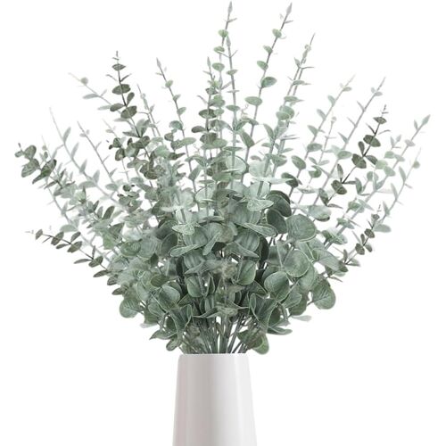 KALANKA-30 Pièces Branches d'Eucalyptus Artificiel 38cm Plantes en Plastique Vertes Décoration Eucalyptus Branches Artificielles pour Les Mariages,Les Jardins,Les Décorations de Bureau¿Dark Green¿