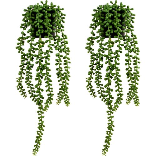 KALANKA-2 Pièces Plantes Artificielles Suspendues dans des Pots, Faux Perle Plante Suspendue, plante Tombante Artificielle en Pot, Fausses plantes Vertes Réalistes à Suspendre pour l'intérieur et l'e