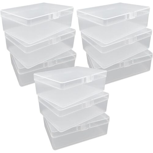 KALANKA-9 Pièces Boîte de Rangement avec Couvercle Rabattable,Boîte de Plastique Transparent,pour Collecte de Petits Objets, Bijoux(9,8 * 6,9 * 3,2 cm)