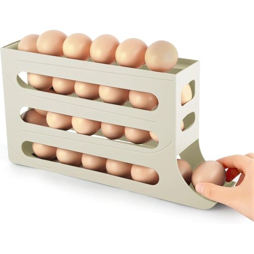 KALANKA-Récipient à ?ufs pour réfrigérateur, 4 niveaux, pour 30 ?ufs, distributeur d'?ufs peu encombrant, avec design incliné, organisateur de réfrigérateur, blanc