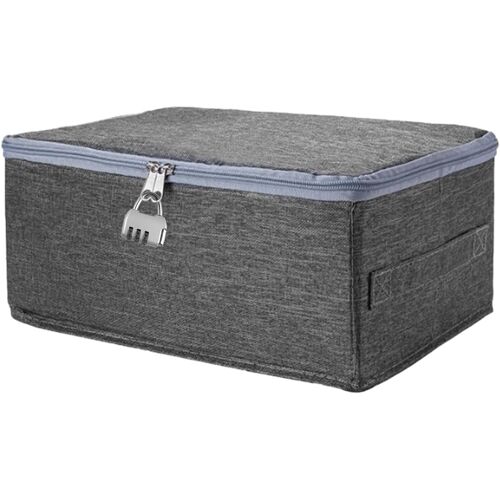 KALANKA-30 x 20 x 14cm Boîte de Rangement Verrouillable, Boîtes Pliables avec Cadenas à Combinaison, Pliables Boîtes avec Serrure, Boîtes de Rangement Pliable à Fermeture, pour Collations, Médicament