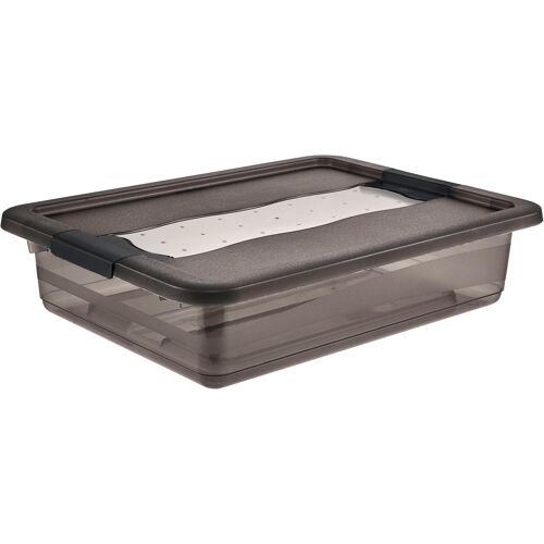 KALANKA-keeeper Boîte de Rangement avec Couvercle et Fermeture Coulissante, 7 L, Transparent, Crystal Grey