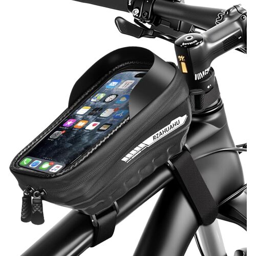 Kalanka-Sacoche Guidon Vélo Téléphone, Support De Téléphone Bicyclette, Sacoche Vélo Guidon Cadre Écran Tactile Et Pare-Soleil, Sacoches Guidon Cadre Vélo Vtt Smartphone Sous 7'' Noir