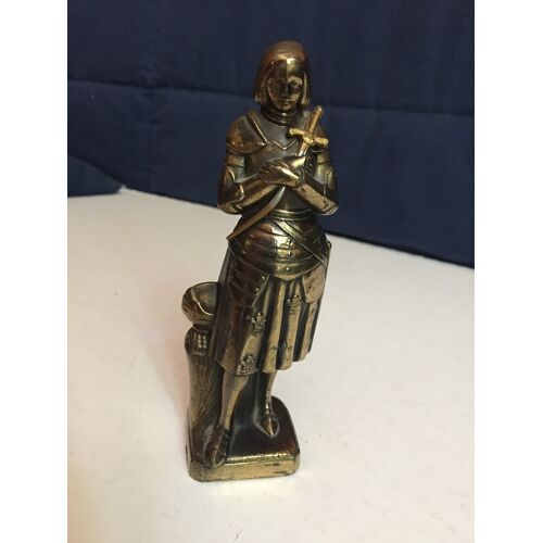 Jeanne D'Arc, statuette métal, hauteur 15 cm.