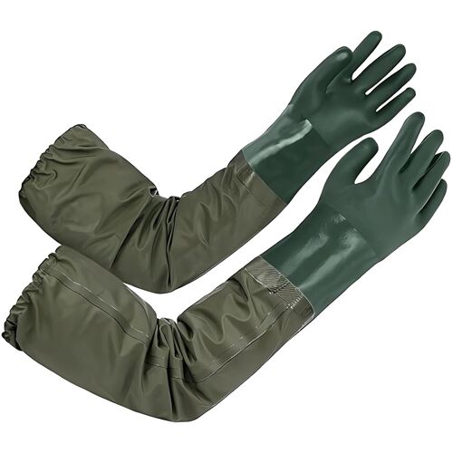 KALANKA-Gants de bassin longs en caoutchouc de 70 cm - Gants résistants aux produits chimiques pour le jardinage, la pêche, l'ingénierie mécanique (vert)