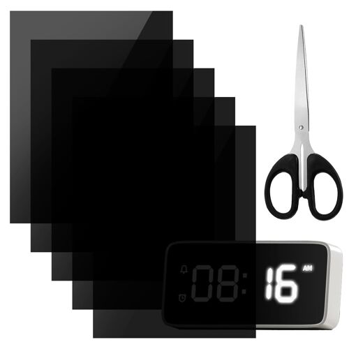 Kalanka-Lot De 5 Feuilles De Film Autocollant Pour Éclairage Led - 50 % - Film Occultant Noir - Pour Appareils Électroniques Tels Que Réveil, Radio, Moniteur Et Récepteur De Câbles