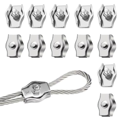 KALANKA-Lot de 12 serre-câbles M3 - 3 mm - En acier inoxydable 304 - Pour câble métallique - Tendeur de corde à linge - Fixé