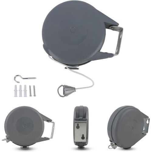 KALANKA-Cordomatic Corde à linge rétractable automatique 15 m - Facile à installer - Support amovible pour intérieur et extérieur, jardin, terrasse, buanderie