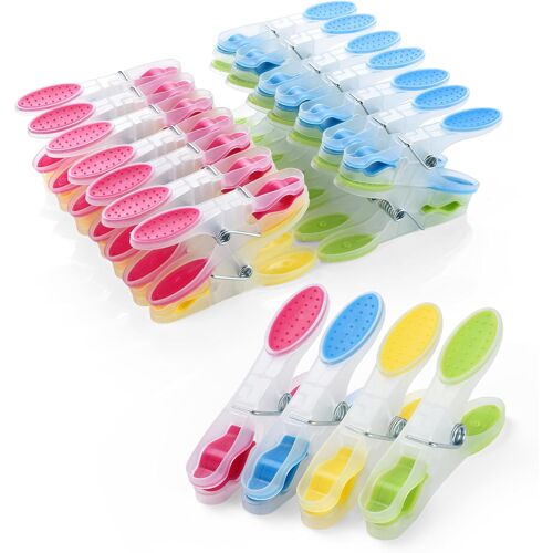 KALANKA-Lot de 30 Pinces à Linge en Plastique, Antidérapantes Epingle a Linge, Multicolores Clip avec Rembourré Doux pour Serviettes Chaussettes Underwears et Vêtements